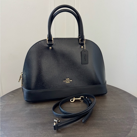 Coach Handbags - Coach - Crossgrain Sierra Crossbody Satchel F31352 - Black Patent & Gold - EUC+